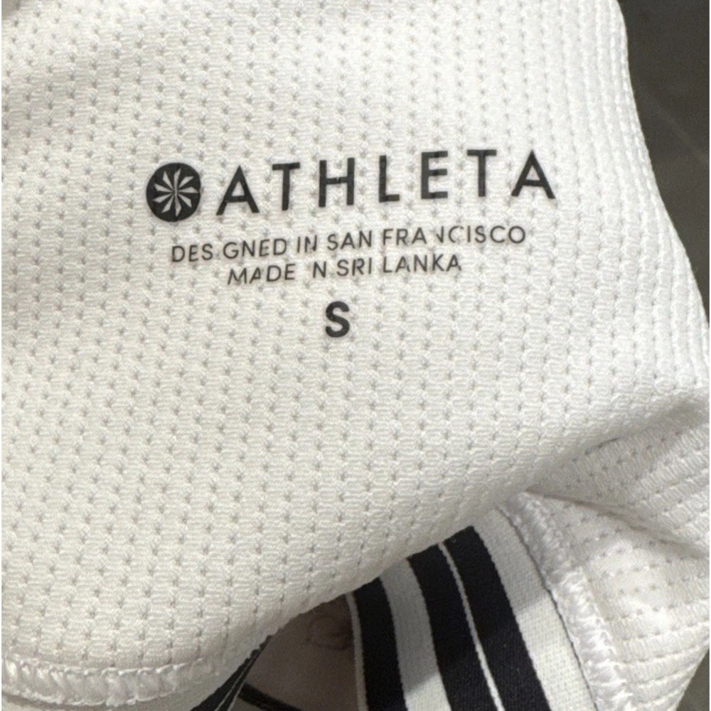 Athleta Contender Track White Floral Print Sports Bra Size Small Gym Workout - Picture 5 of 7